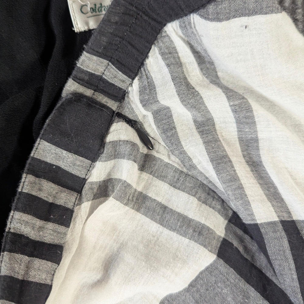 Coldwater Creek Womens XL Plaid Midi Skirt Black White Cotton A-Line‎ Lined K872 - Picture 7 of 7